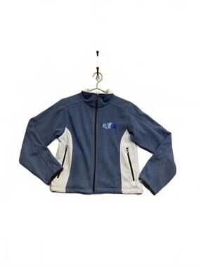 Vtg Alaska Fleece Jacket Polar Premium Collection Tag Blue and White Women Sz S